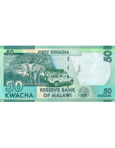 Przód banknotu Malawi 50 Kwacha 2020 UNC 2