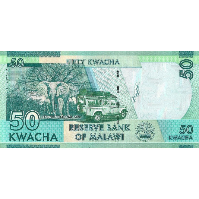 Tył banknotu Malawi 50 Kwacha 2020 UNC