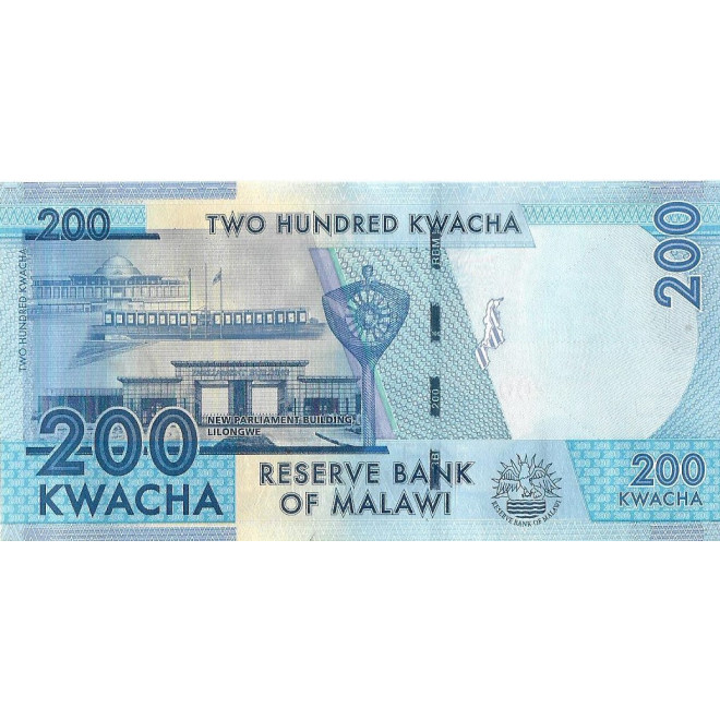 Tył banknotu Malawi 200 Kwacha 2020 UNC