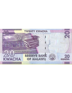 Przód banknotu Malawi 20 Kwacha 2020 UNC 2