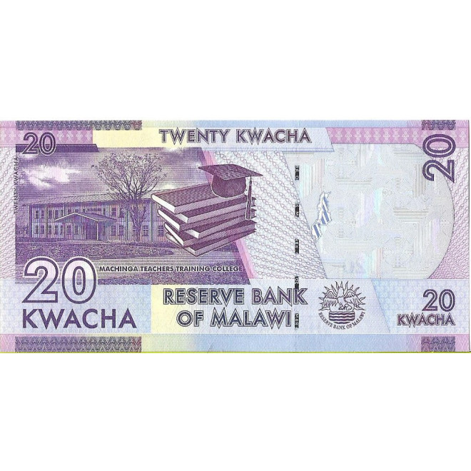 Tył banknotu Malawi 20 Kwacha 2020 UNC