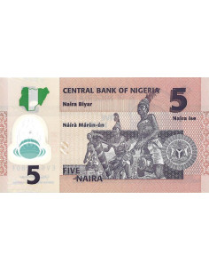 Przód banknotu Nigeria 5 Naria 2020 UNC 2