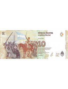 Przód banknotu Argentyna 10 Peso 2016 UNC 2