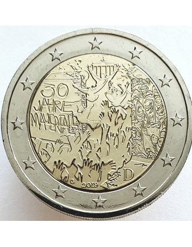 Awers monety 2 euro 2019 30 rocznica Upadku Muru Berlińskiego Niemcy