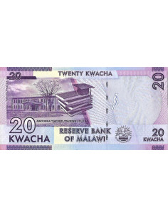 Przód banknotu Malawi 20 Kwacha 2016 UNC 2