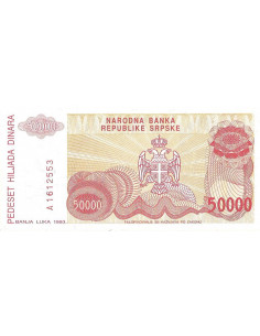 Przód banknotu Bośnia i Hercegowina 50 000 Dinar UNC 2
