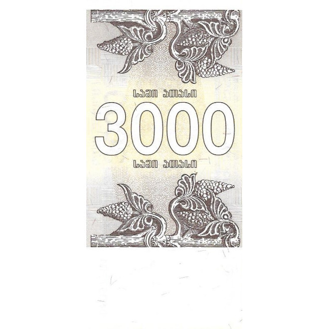 Tył banknotu Gruzja 3000 Kuponi 1993 UNC