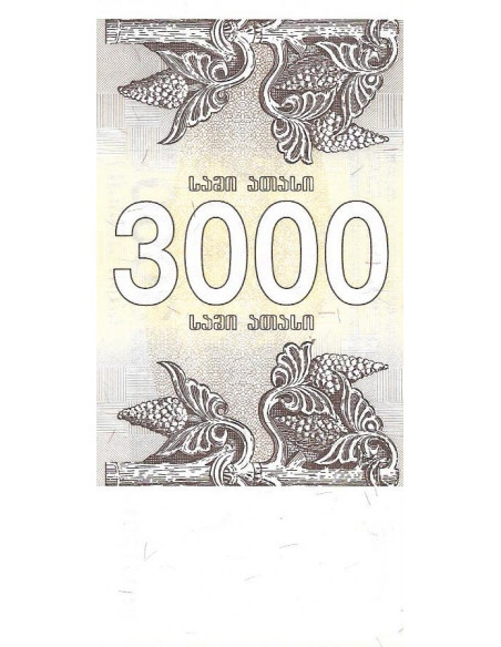 Tył banknotu Gruzja 3000 Kuponi 1993 UNC