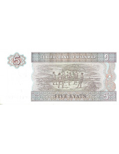 Przód banknotu Birma 5 Kiat 1997 UNC 2