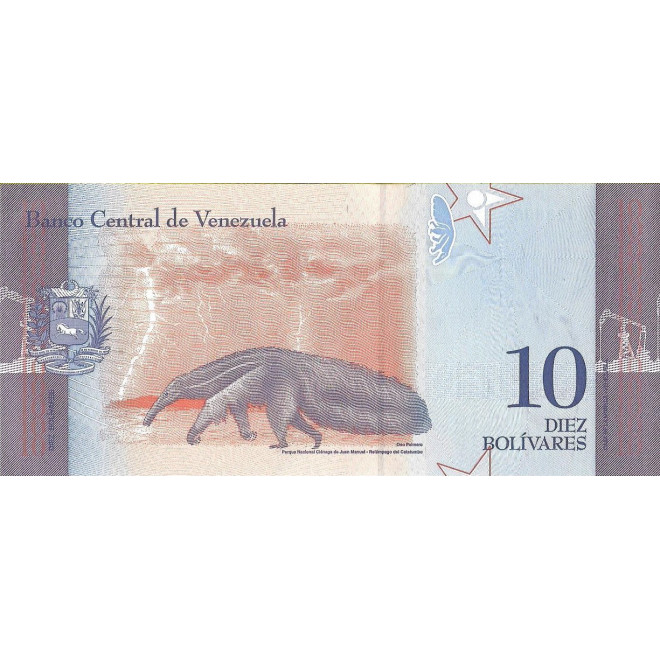 Tył banknotu Wenezuela 10 Bolivar 2018 UNC