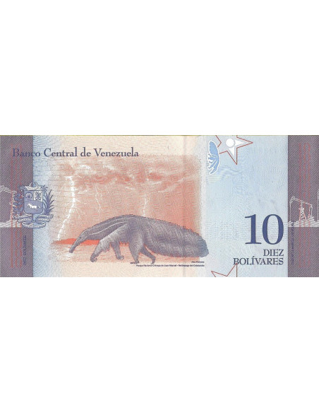Tył banknotu Wenezuela 10 Bolivar 2018 UNC
