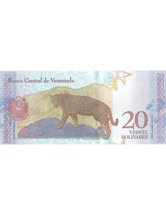Przód banknotu Wenezuela 20 Bolivar 2018 UNC 2