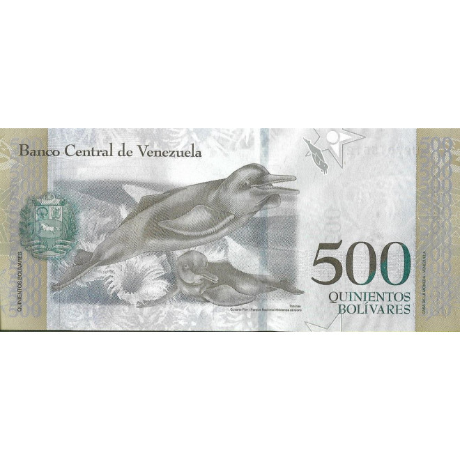 Tył banknotu Wenezuela 500 Bolivar 2017 UNC