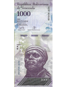 Przód banknotu Wenezuela 1000 Bolivar 2017 UNC