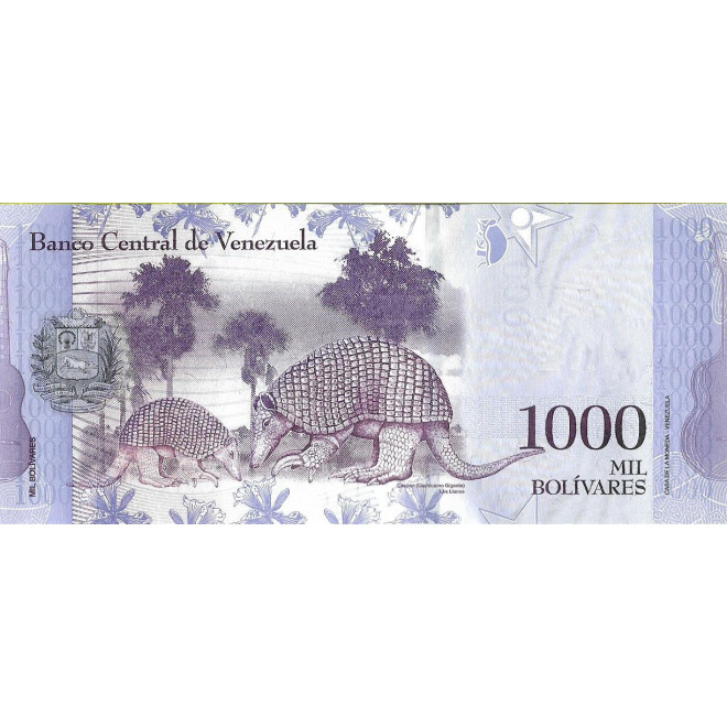 Tył banknotu Wenezuela 1000 Bolivar 2017 UNC