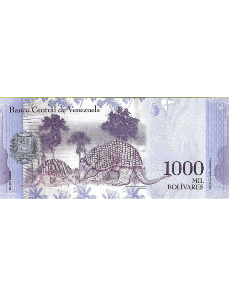 Tył banknotu Wenezuela 1000 Bolivar 2017 UNC