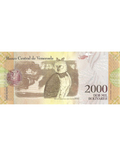 Przód banknotu Wenezuela 2000 Bolivar 2016 UNC 2