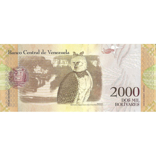 Tył banknotu Wenezuela 2000 Bolivar 2016 UNC