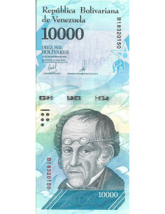 Przód banknotu Wenezuela 10 000 Bolivar 2017 UNC