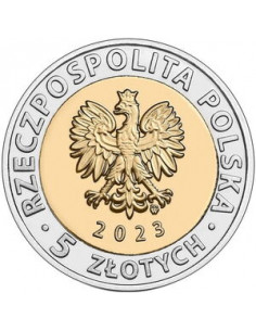 Awers monety 5 zł 2023 Odkryj Polskę Kanał Mierzei Wiślanej 2