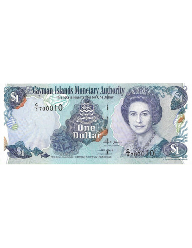 Przód banknotu Kajmany 1 Dolar 2006 UNC