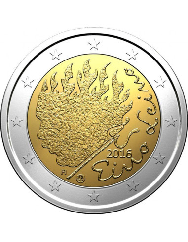 Awers monety 2 euro 2016 90 rocznica śmierci Eino Leino