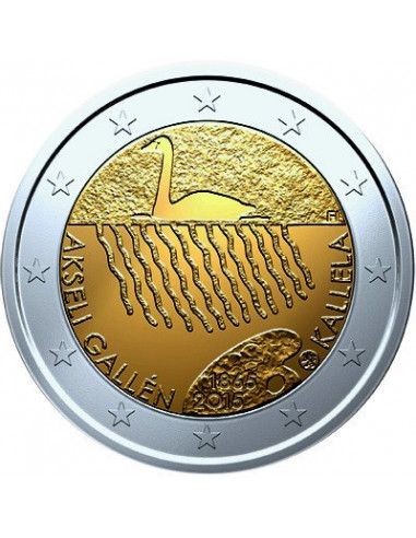 Awers monety 2 euro 2015 150 rocznica urodzin Akseli GallenKallela