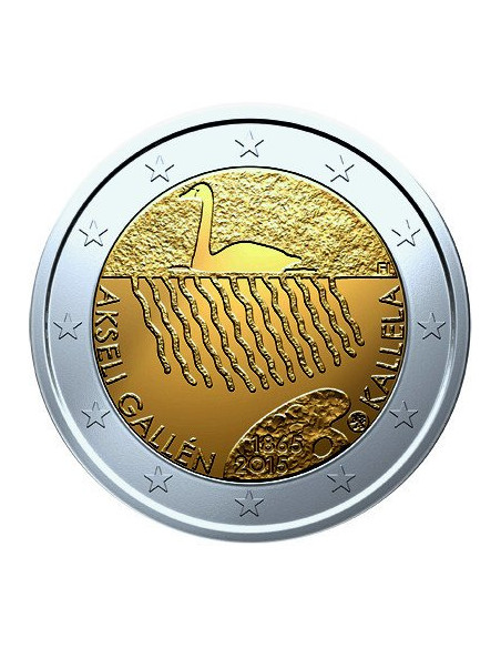 Awers monety Finlandia 2 euro 2015 150 rocznica urodzin Akseli GallenKallela