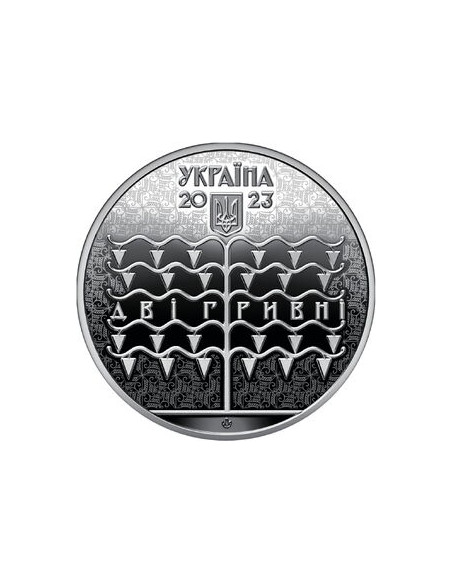 Rewers monety 2 Hrywny 2023 150 Rocznica Urodzin Vasyl Krychevsky