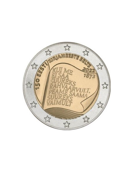 Awers monety Estonia 2 euro 2022 150. rocznica założenia Stowarzyszenia Pisarzy Estońskich