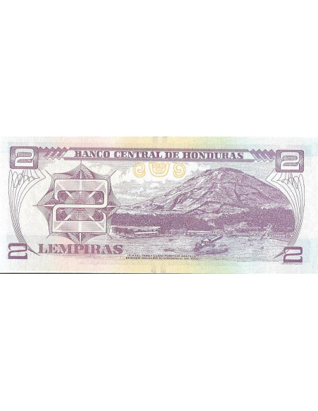Tył banknotu Honduras 2 Lempira 2019 UNC