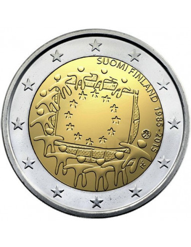 Awers monety Finlandia 2 euro 2015 30lecie istnienia flagi europejskiej Finlandia