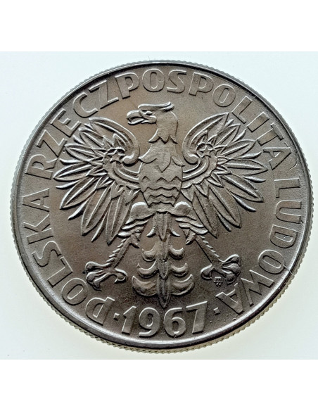Rewers monety 10 Złotych 1967 100 rocznica urodzin Maria Skłodowska Curie