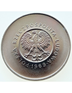 Awers monety 10 Złotych 1969 25 lat PRL