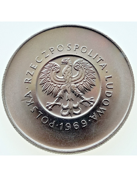 Awers monety 10 Złotych 1969 25 lat PRL