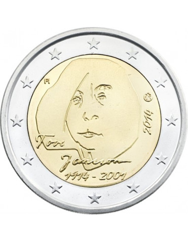 Awers monety 2 euro 2014 Pisarka autorka komiksów Tove Jansson