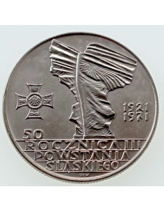 Awers monety 10 Złotych 1971 50 rocznica Powstania Śląskiego