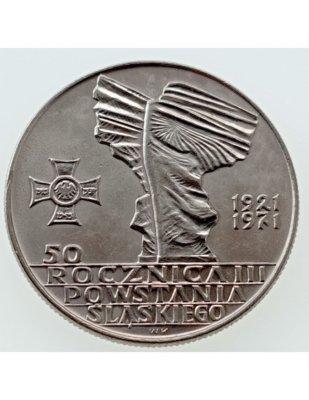 Awers monety 10 Złotych 1971 50 rocznica Powstania Śląskiego