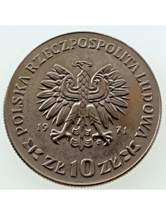 Awers monety 10 Złotych 1971 50 rocznica Powstania Śląskiego 2