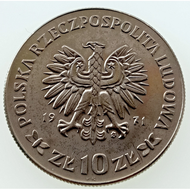 Rewers monety 10 Złotych 1971 50 rocznica Powstania Śląskiego