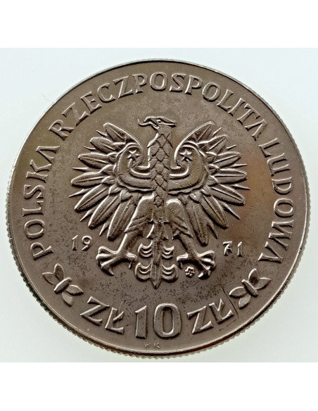 Rewers monety 10 Złotych 1971 50 rocznica Powstania Śląskiego