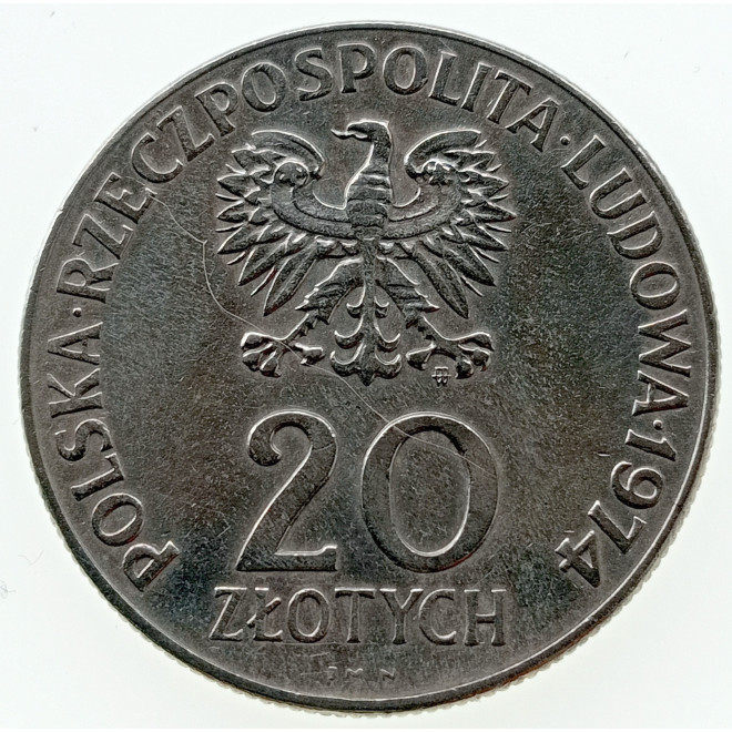 Rewers monety 20 Złotych 1974 25 lat RWPG