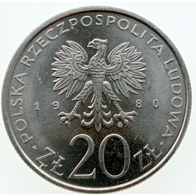 Rewers monety 20 Złotych 1980 Igrzyska XXII Olimpiady Moskwa 1980