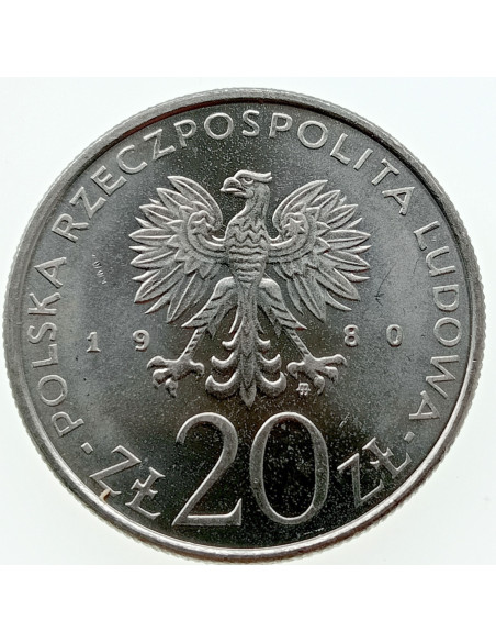 Rewers monety 20 Złotych 1980 Igrzyska XXII Olimpiady Moskwa 1980