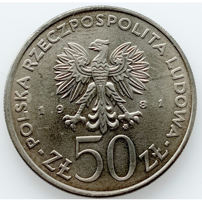 Rewers monety 50 Złotych 1981 Władysław Sikorski