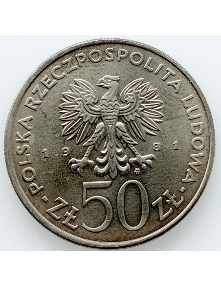 Rewers monety 50 Złotych 1981 Władysław Sikorski