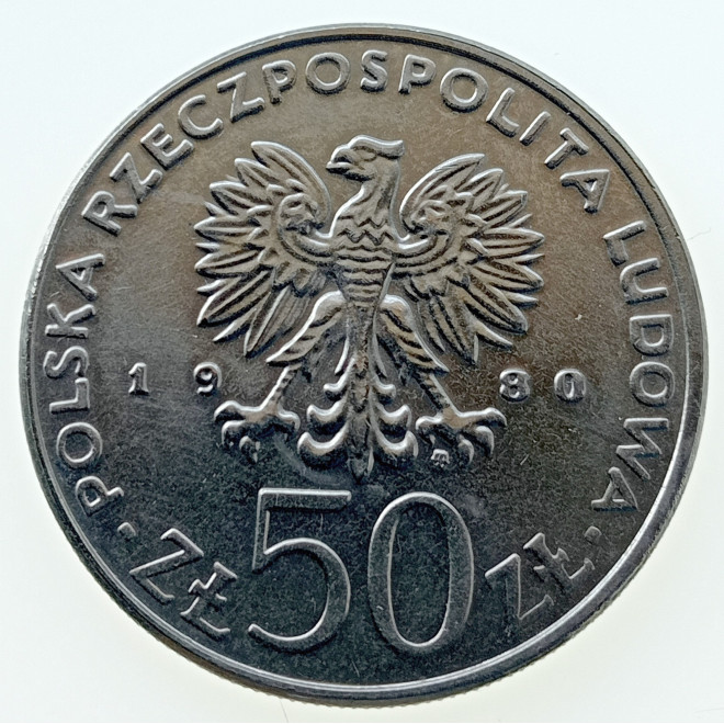 Rewers monety 50 Złotych 1980 Bolesław I Chrobry