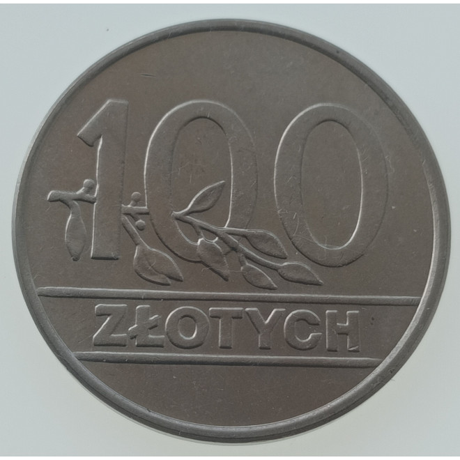 Rewers monety 100 Złotych 1990