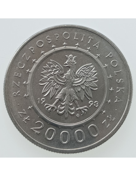 Rewers monety 20 000 Złotych 1993 Zamek w Łańcucie