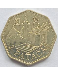 Awers monety Makau 2 Pataca 1998